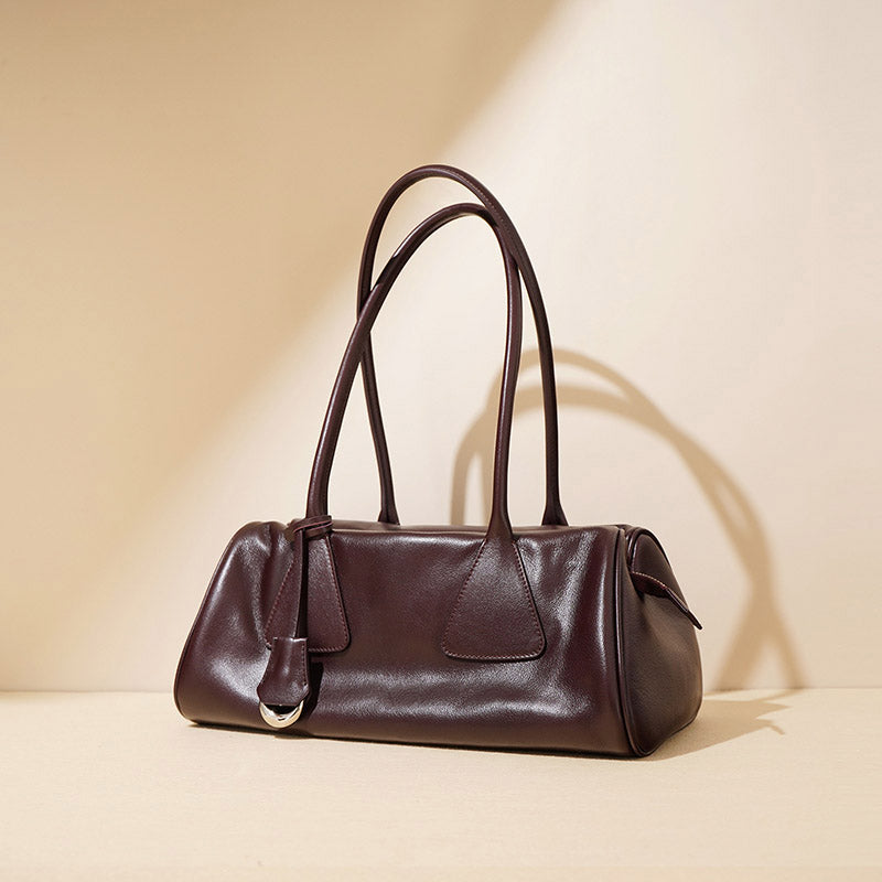 Women’s Minimalist Genuine Leather Pillow-Shaped Baguette Bag image 2