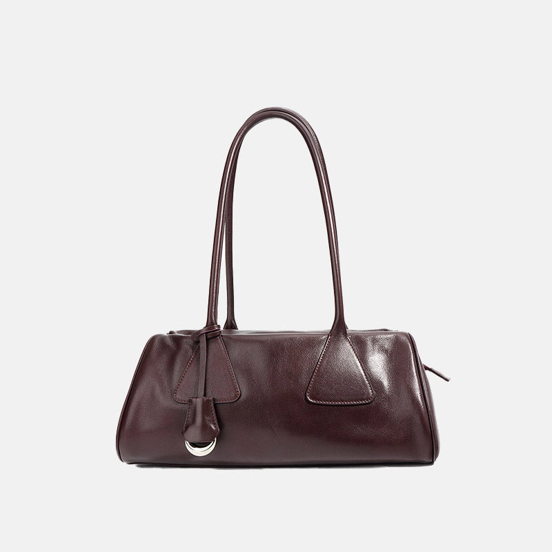 Women’s Minimalist Genuine Leather Pillow-Shaped Baguette Bag image