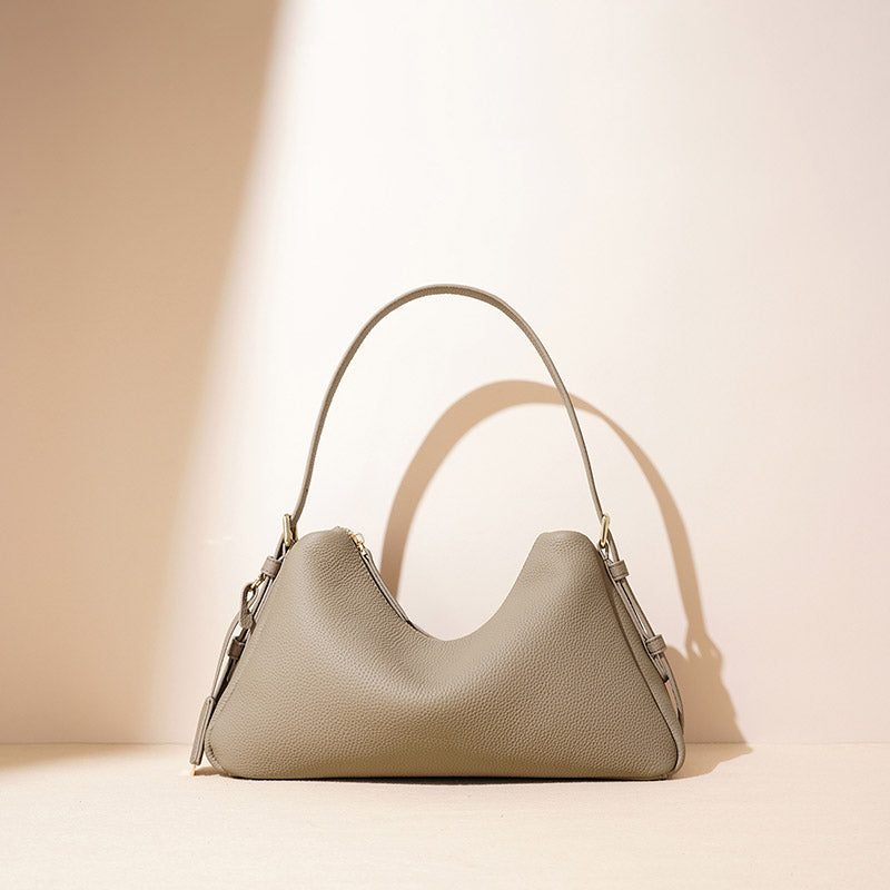 Women’s Minimalist Genuine Leather Pillow-Shaped Shoulder Baguette Bag image 5
