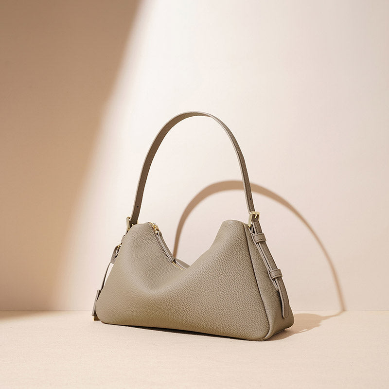 Women’s Minimalist Genuine Leather Pillow-Shaped Shoulder Baguette Bag image 6
