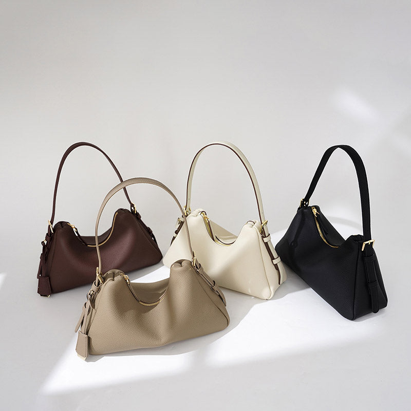 Women’s Minimalist Genuine Leather Pillow-Shaped Shoulder Baguette Bag image 3