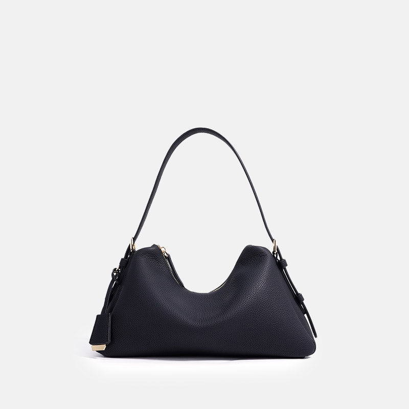 Women’s Minimalist Genuine Leather Pillow-Shaped Shoulder Baguette Bag image