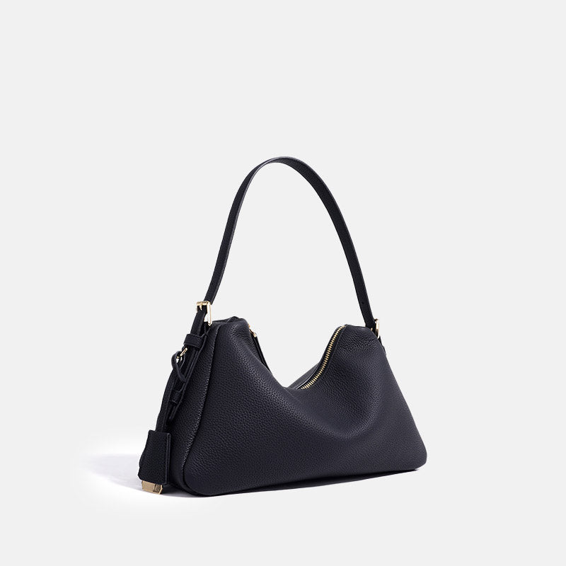 Women’s Minimalist Genuine Leather Pillow-Shaped Shoulder Baguette Bag image 2