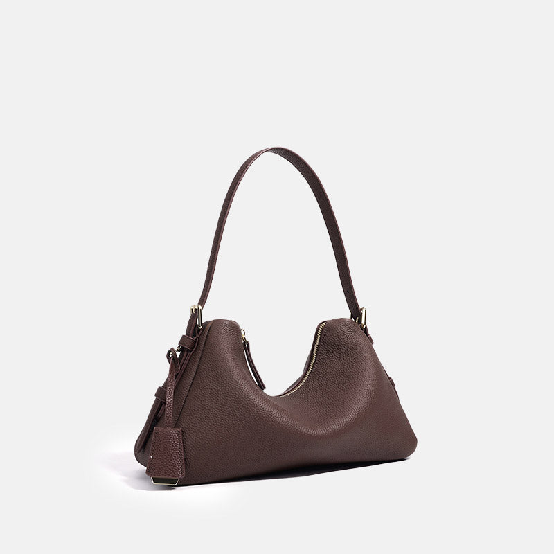 Women’s Minimalist Genuine Leather Pillow-Shaped Shoulder Baguette Bag image 7