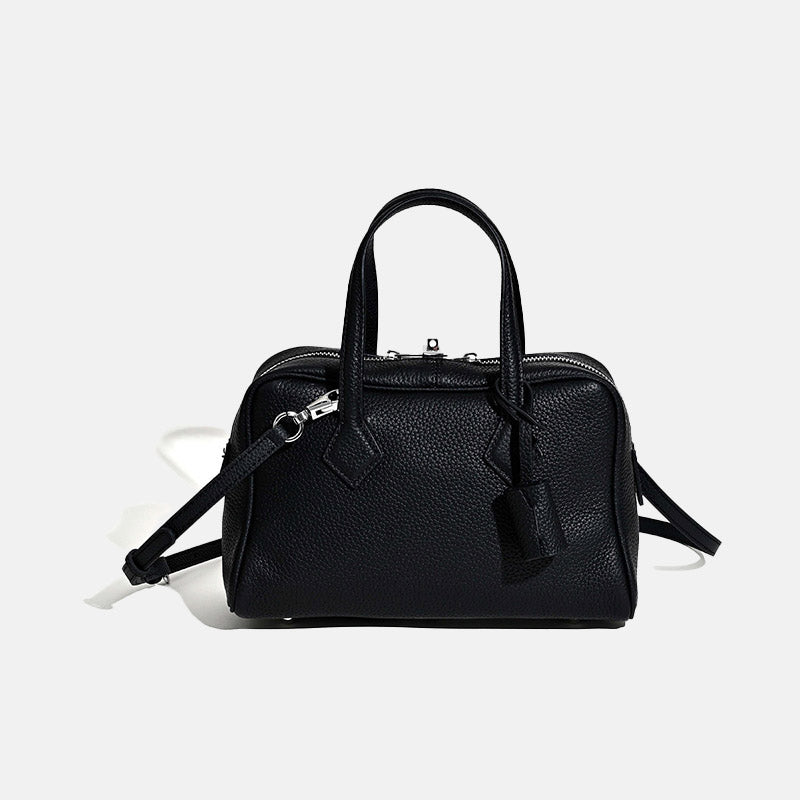 Women’s Minimalist Genuine Leather Pillow-Shaped Zip-Top Crossbody Handbag image