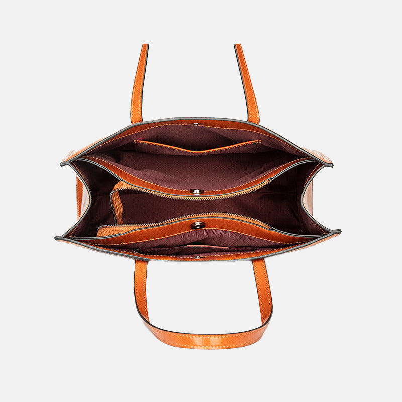 Women’s Minimalist  Genuine Leather Plain Tote Bag image 3