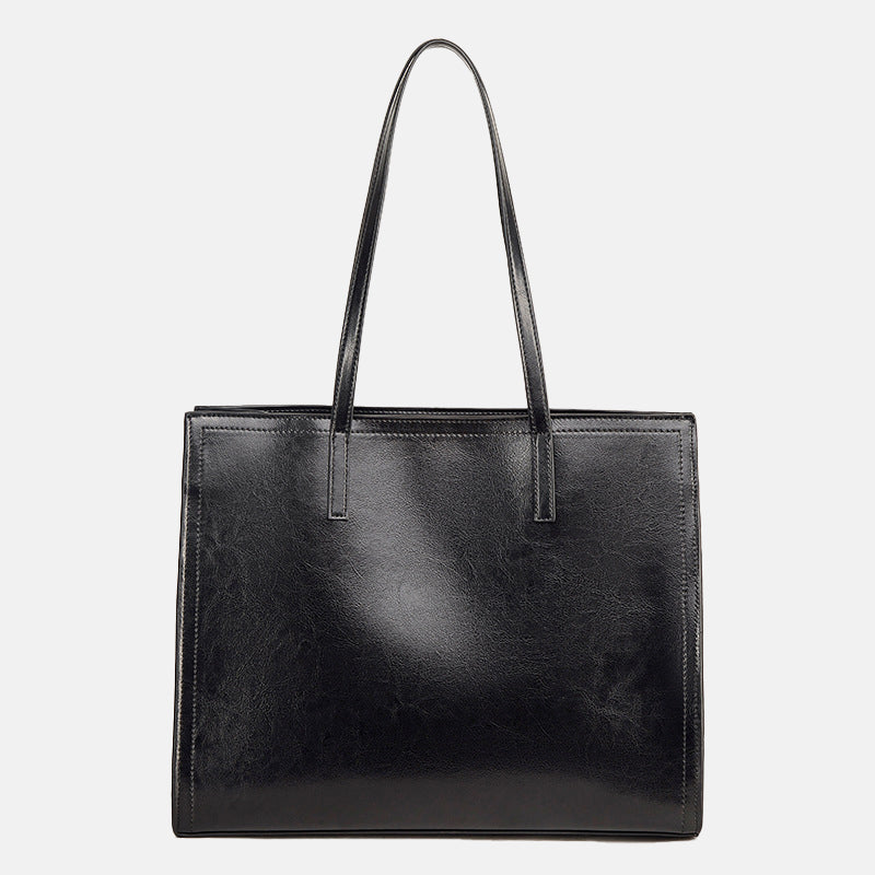 Women’s Minimalist  Genuine Leather Plain Tote Bag image 9