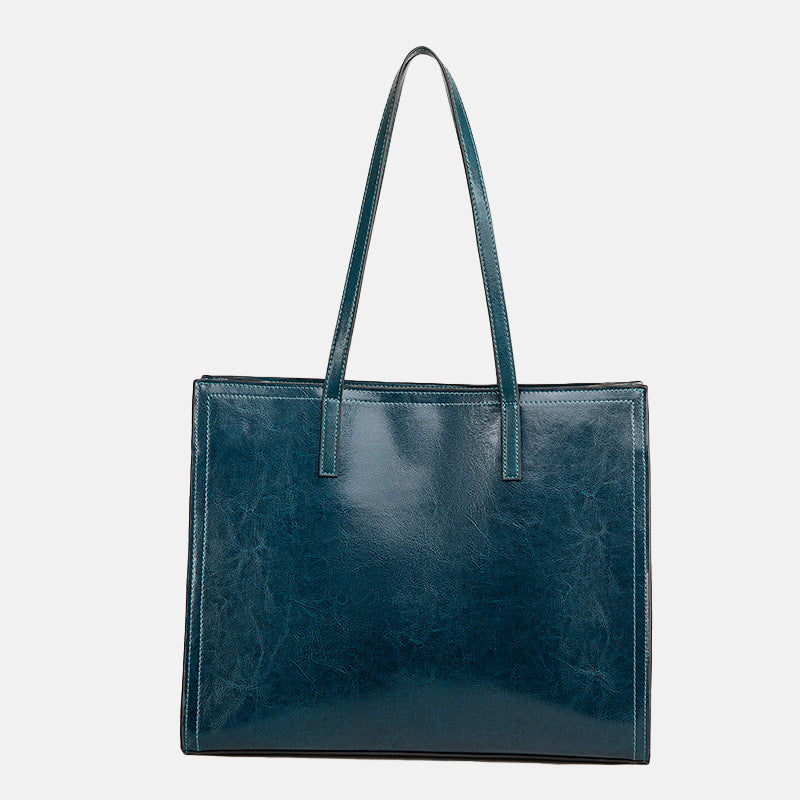 Women’s Minimalist  Genuine Leather Plain Tote Bag image 10