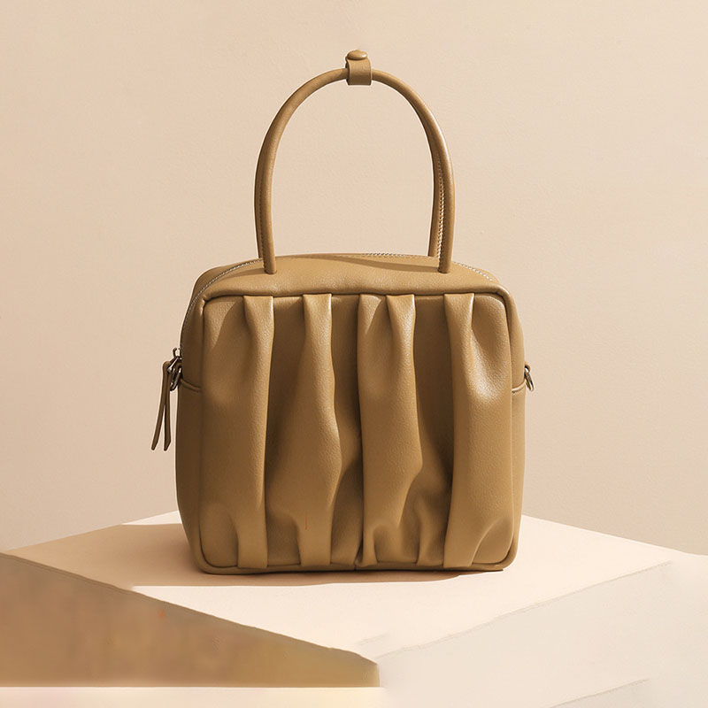 Women’s Minimalist Genuine Leather Pleated Cloud Handbag image 3