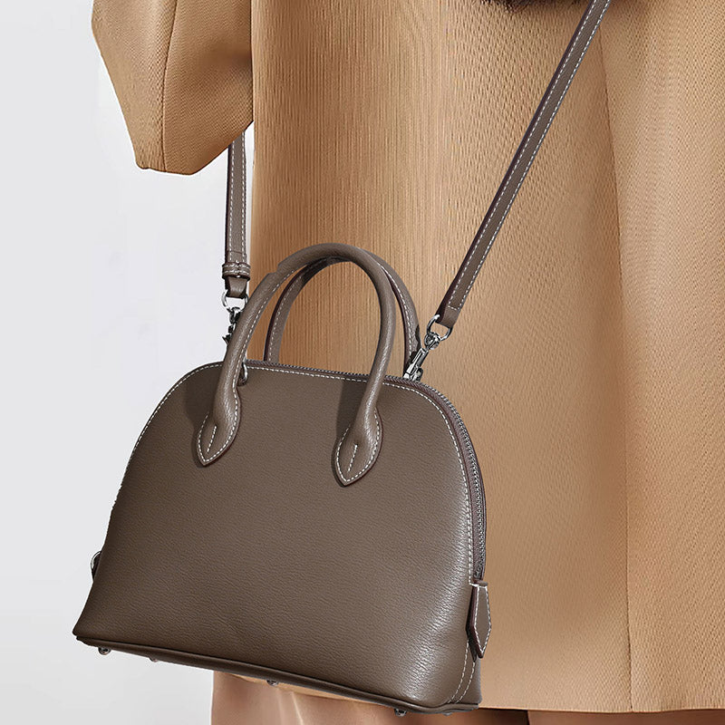 Women’s Minimalist Genuine Leather Shell-Shaped Handbag image 4