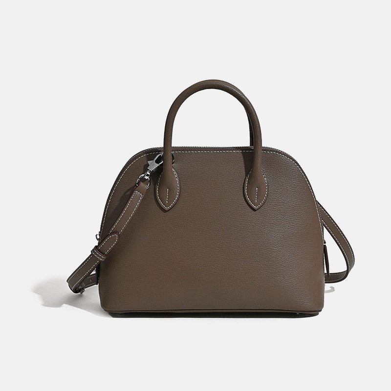 Women’s Minimalist Genuine Leather Shell-Shaped Handbag image