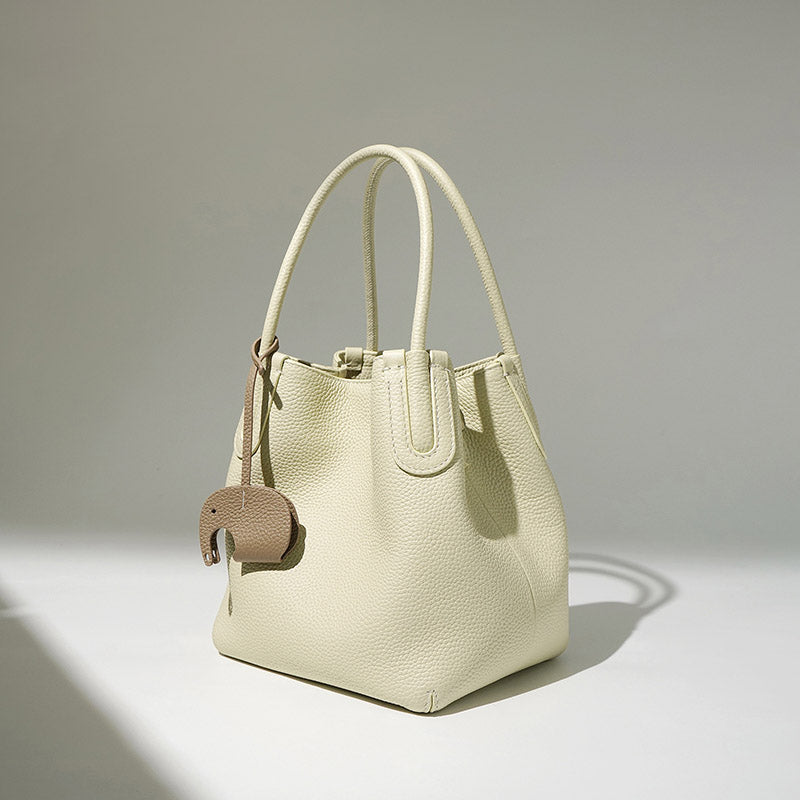Women’s Minimalist Genuine Leather Shoulder Bucket Bag image 2