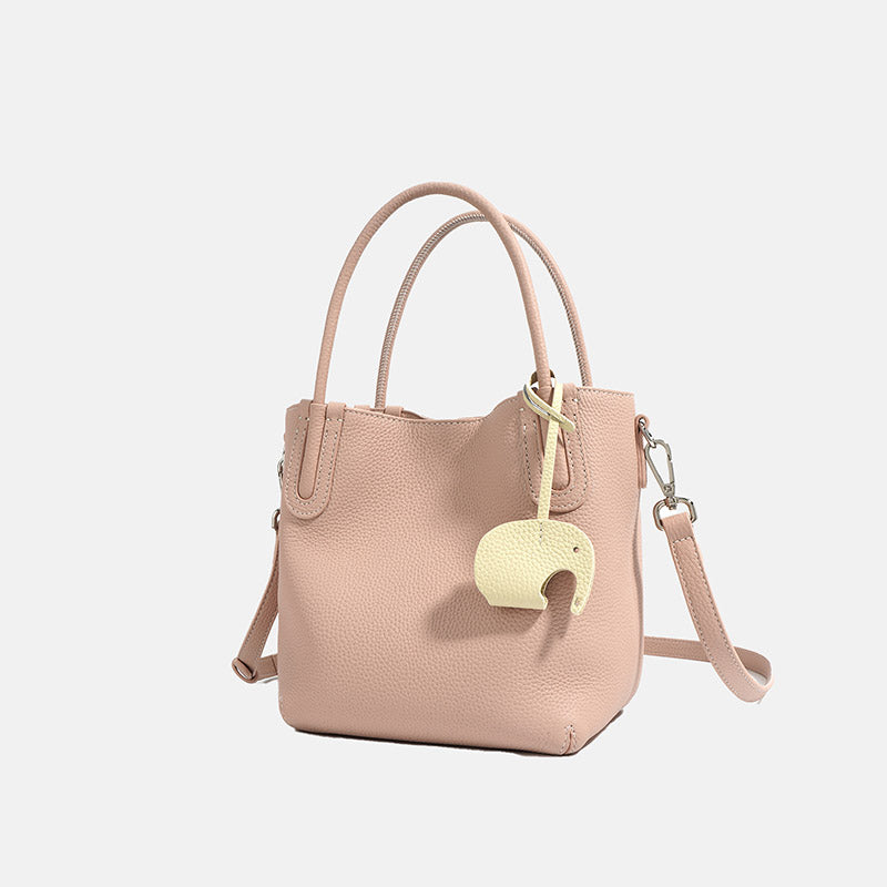 Women’s Minimalist Genuine Leather Shoulder Bucket Bag image 6