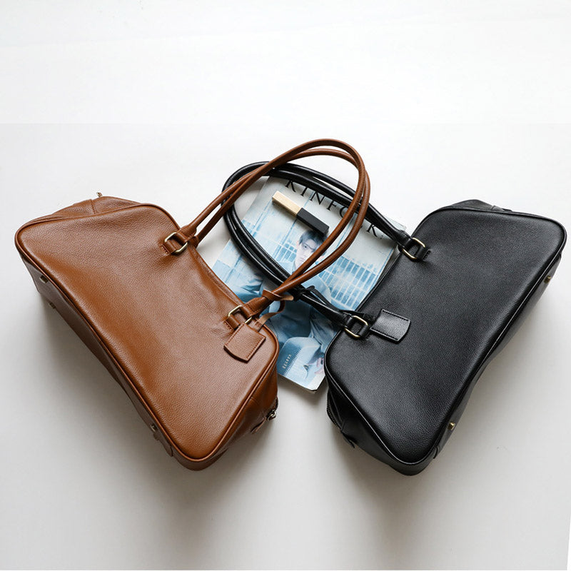 Women’s Minimalist Genuine Leather Top Handle Bag image 3