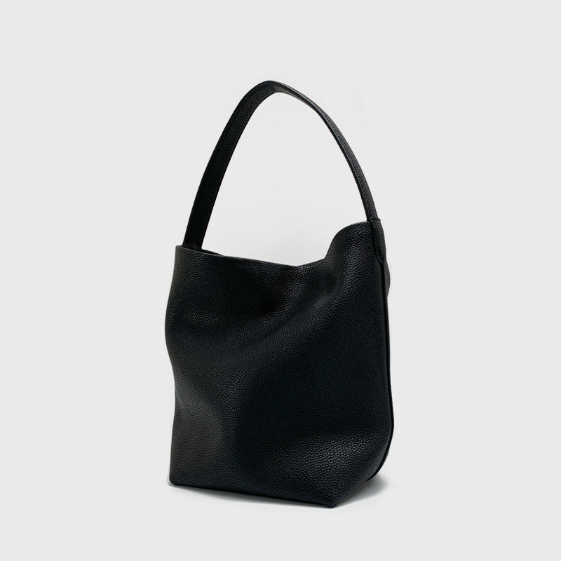 Women’s Minimalist Genuine Leather Single Shoulder Bucket Bag image 2