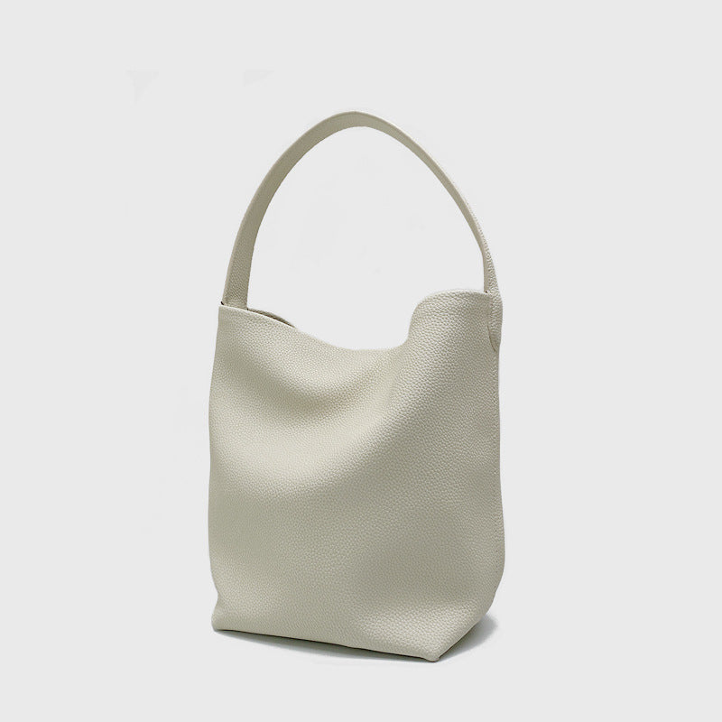 Women’s Minimalist Genuine Leather Single Shoulder Bucket Bag image 3