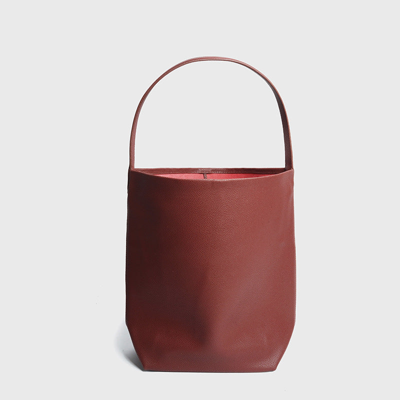 Women’s Minimalist Genuine Leather Single Shoulder Bucket Bag image 6