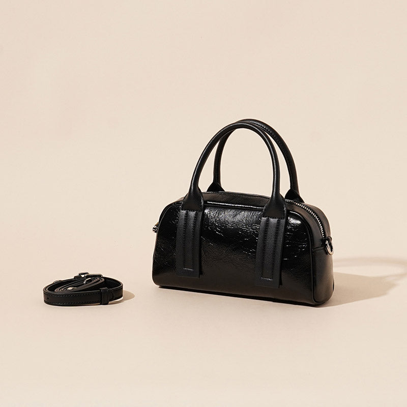 Women’s Minimalist Genuine Leather Textured Pillow-Shaped Crossbody Handbag image 7