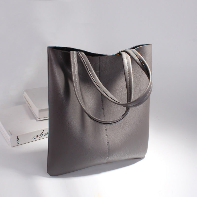 Women’s Minimalist Genuine Leather Tote Bag image 2