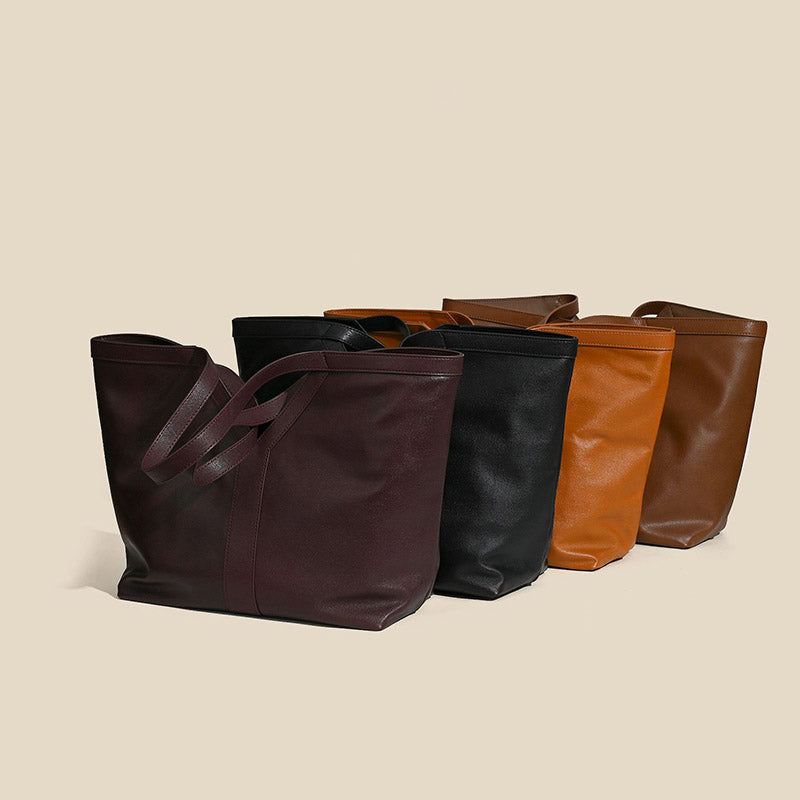 Women’s Minimalist Genuine Leather V-Shaped Tote Bag image 4