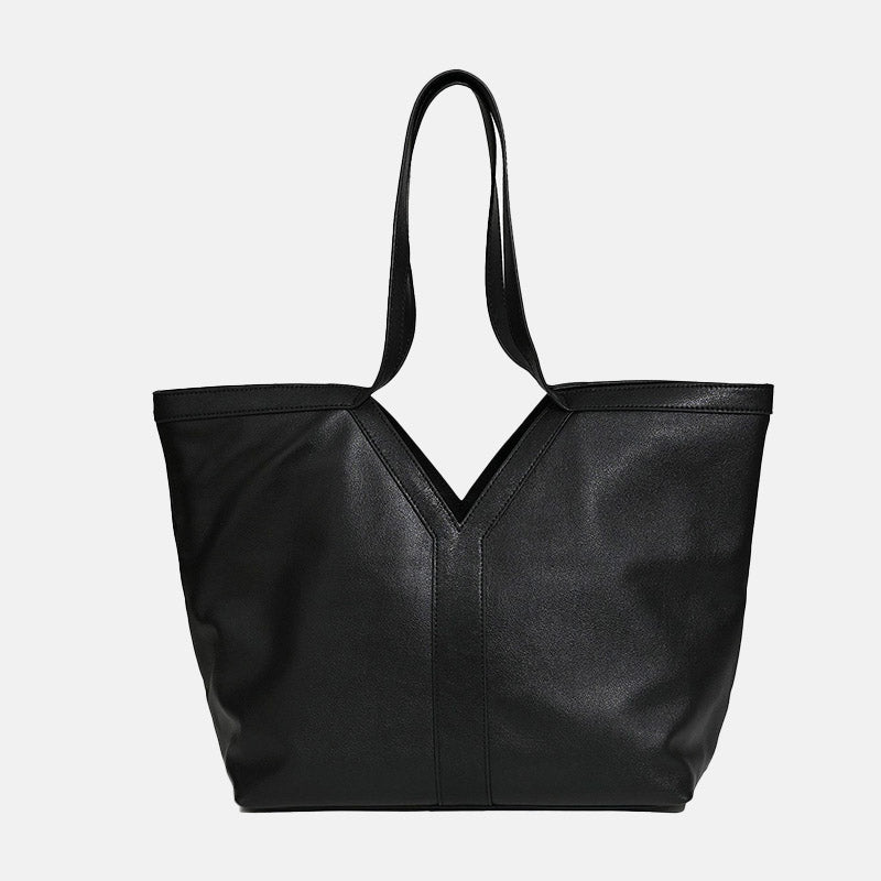 Women’s Minimalist Genuine Leather V-Shaped Tote Bag image 5