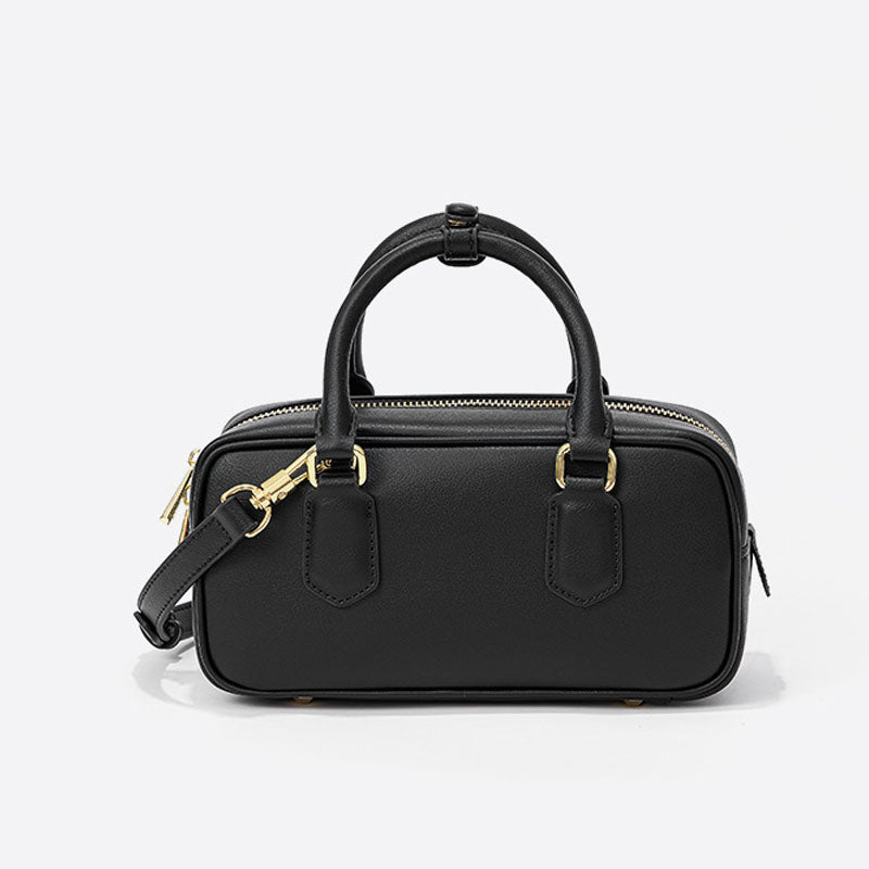 Women’s Minimalist Genuine Leather Zip Closure Boston Handbag image 7