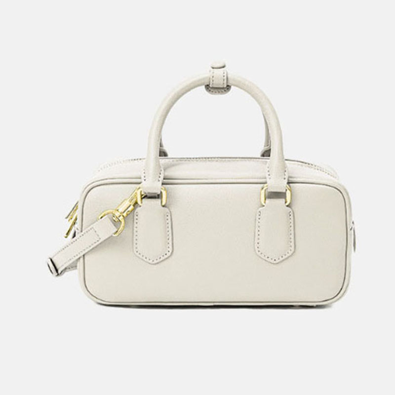 Women’s Minimalist Genuine Leather Zip Closure Boston Handbag image 8