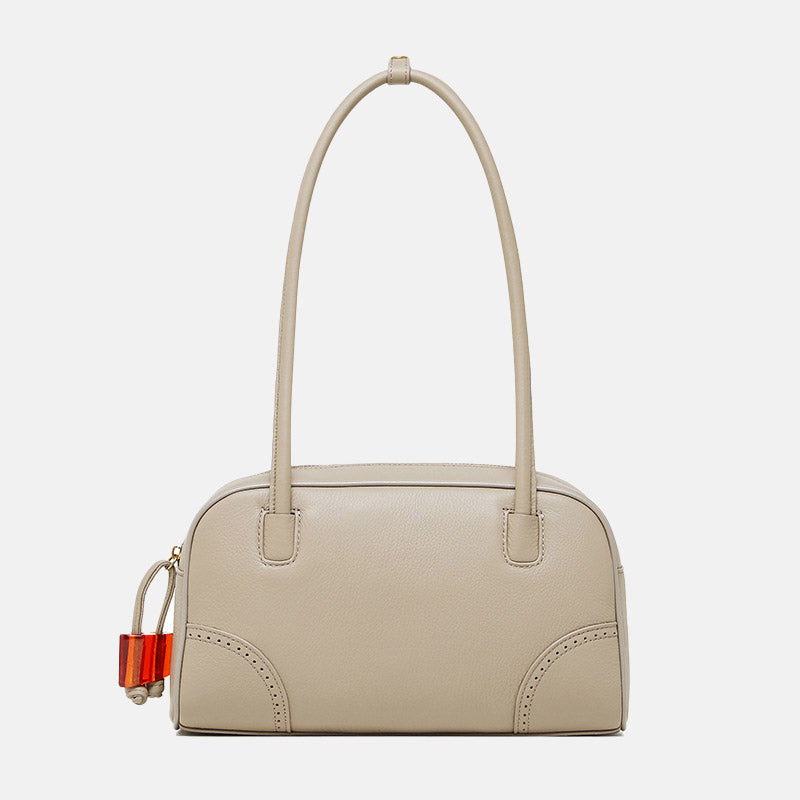 Women’s Minimalist Genuine Leather Zip-Top Shoulder Baguette Bag image 7