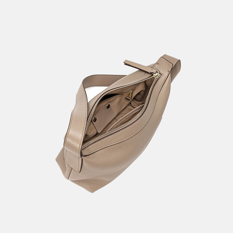 Women’s Minimalist Genuine Leather Zipper Baguette Bags image 2