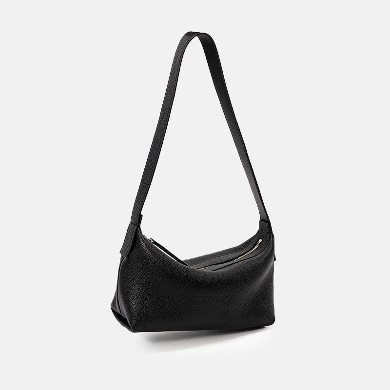 Women’s Minimalist Genuine Leather Zipper Baguette Bags image 9