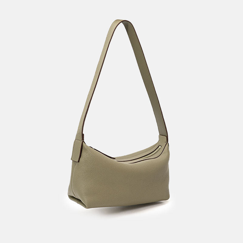 Women’s Minimalist Genuine Leather Zipper Baguette Bags image 7