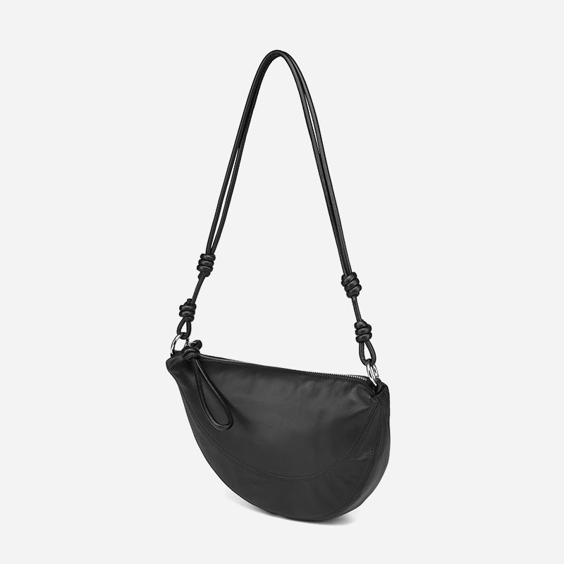 Women’s Minimalist Genuine Leather Zipper Crossbody Saddle Bag image 2