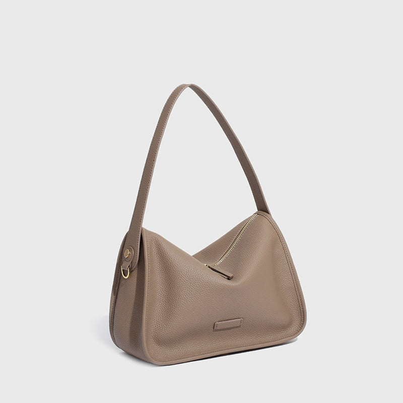 Women’s Minimalist Genuine Leather Zipper Hobo Shoulder Bag image 3
