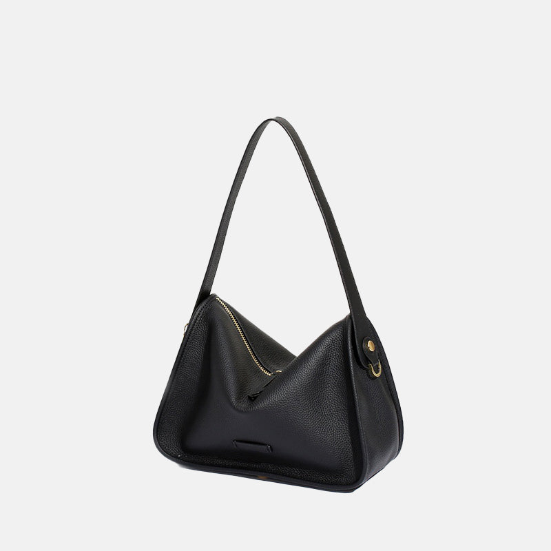 Women’s Minimalist Genuine Leather Zipper Hobo Shoulder Bag image 4