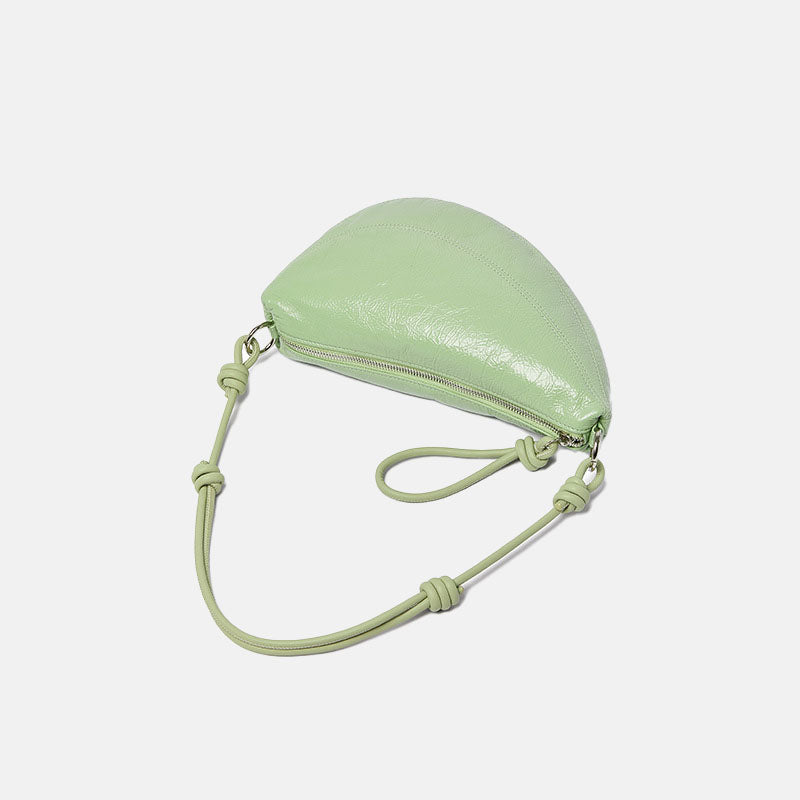 Women’s Minimalist Genuine Leather Zipper Pea-Shaped Crossbody Shoulder Bag image 3