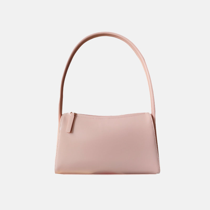 Women’s Minimalist Genuine Leather Zipper Shoulder Baguette Bag image