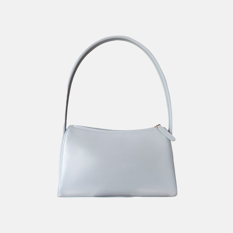 Women’s Minimalist Genuine Leather Zipper Shoulder Baguette Bag image 2