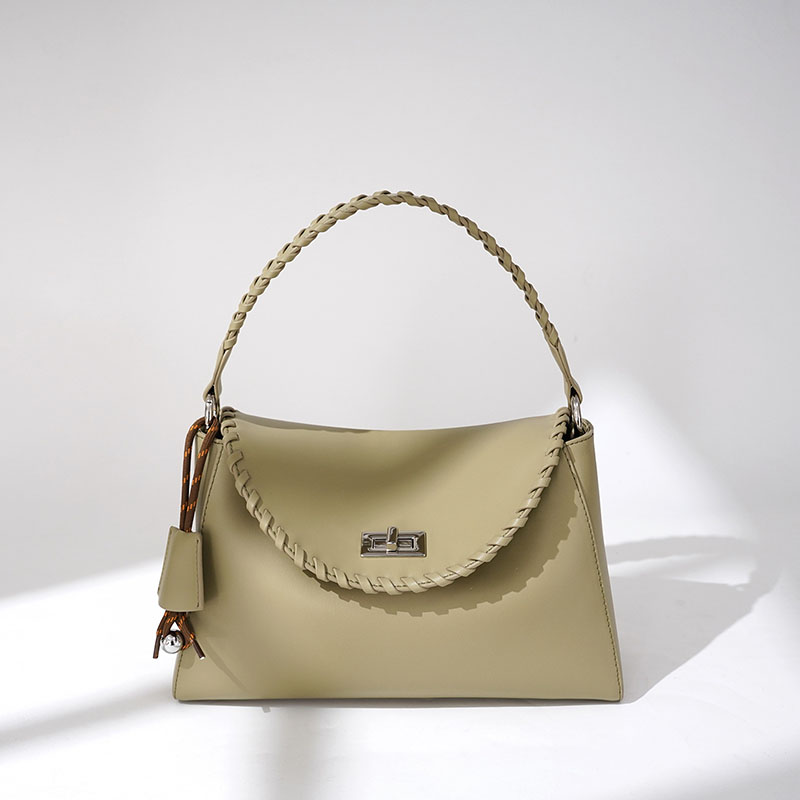 Women’s Minimalist Leather Braided Detail Handbag In Silver Hardware image 2