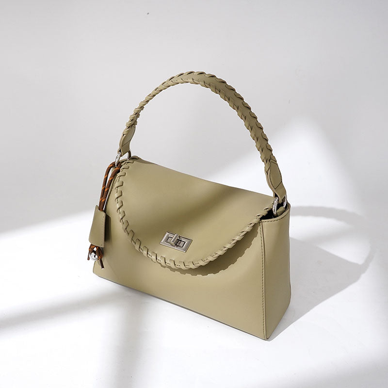 Women’s Minimalist Leather Braided Detail Handbag In Silver Hardware image 3