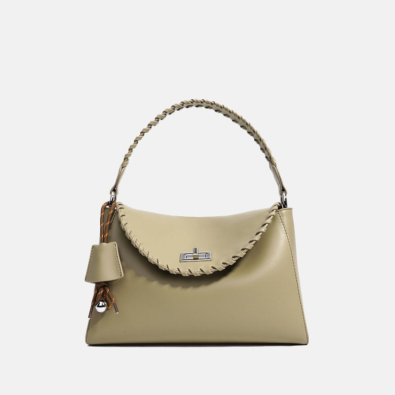 Women’s Minimalist Leather Braided Detail Handbag In Silver Hardware image