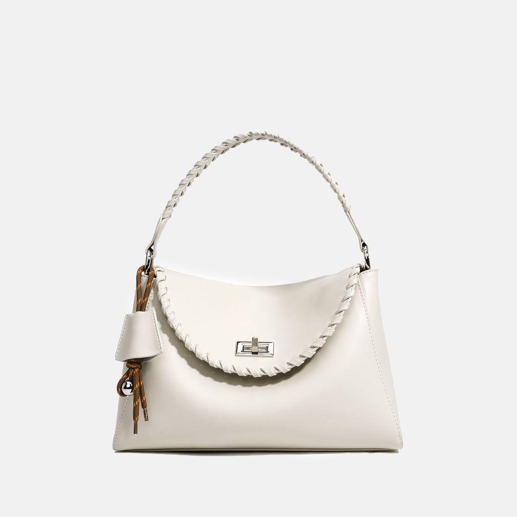 Women’s Minimalist Leather Braided Detail Handbag In Silver Hardware image 5