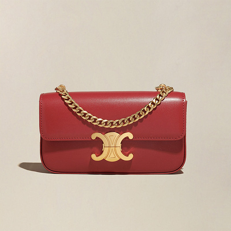 Women’s Minimalist Leather Chain Strap Crossbody Bag With Arch-Shaped Lock Clasp image 6