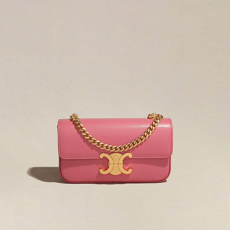 Women’s Minimalist Leather Chain Strap Crossbody Bag With Arch-Shaped Lock Clasp image 7