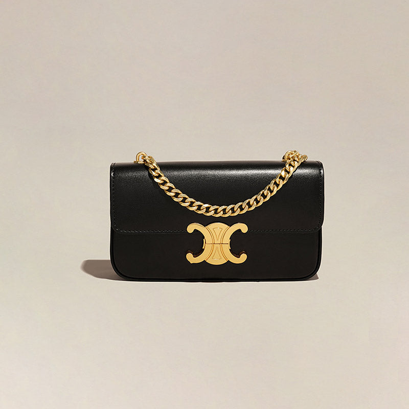 Women’s Minimalist Leather Chain Strap Crossbody Bag With Arch-Shaped Lock Clasp image 8