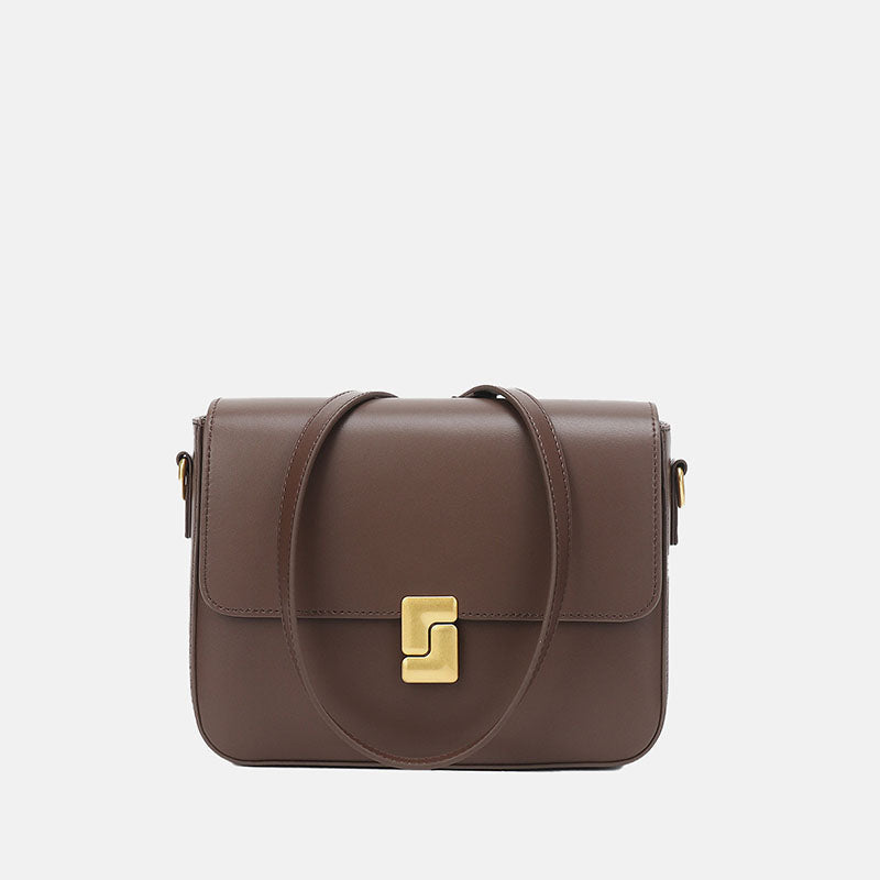 Women’s Minimalist Leather Crossbody Shoulder Bag with Magnetic Closure image