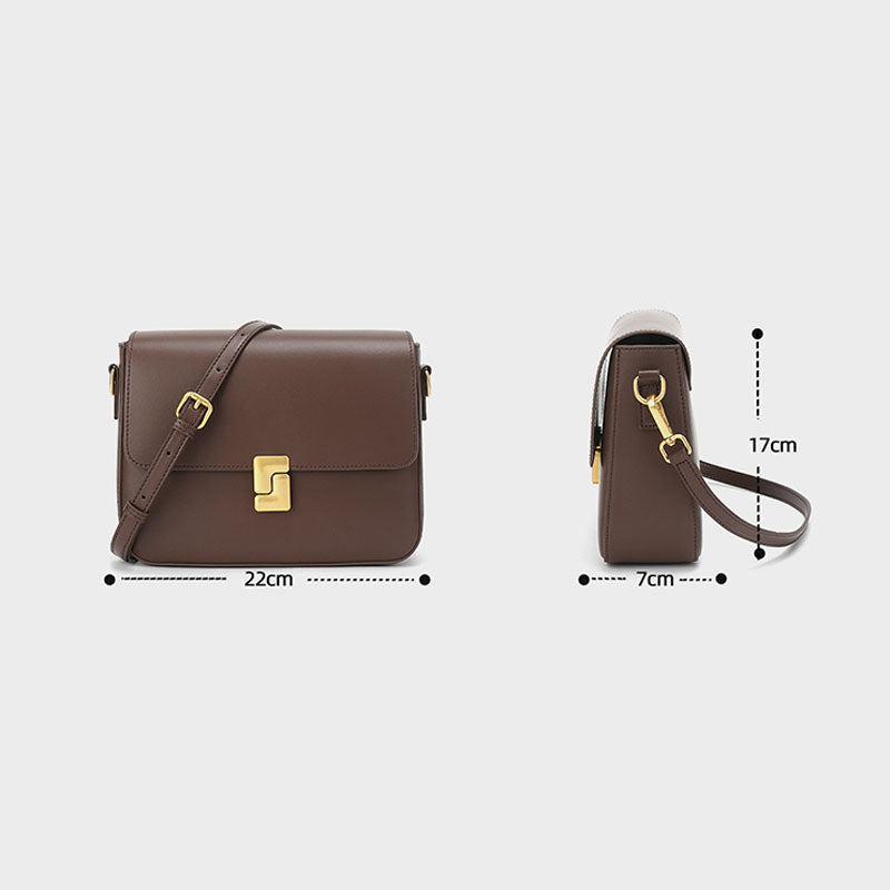 Women’s Minimalist Leather Crossbody Shoulder Bag with Magnetic Closure image 2