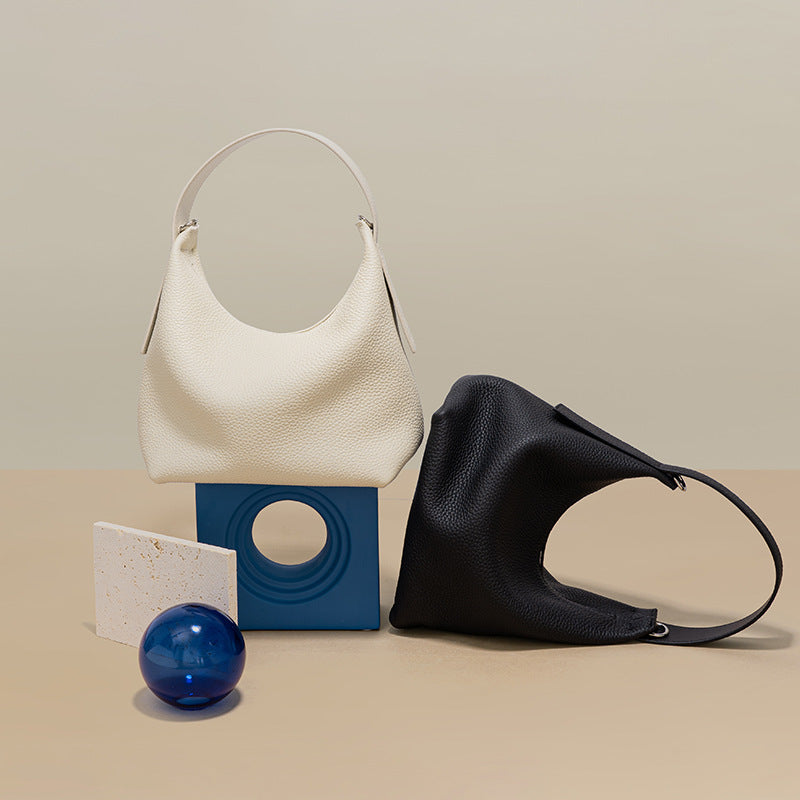 Women’s Minimalist Leather Hobo Bag with Crossbody Strap image 9