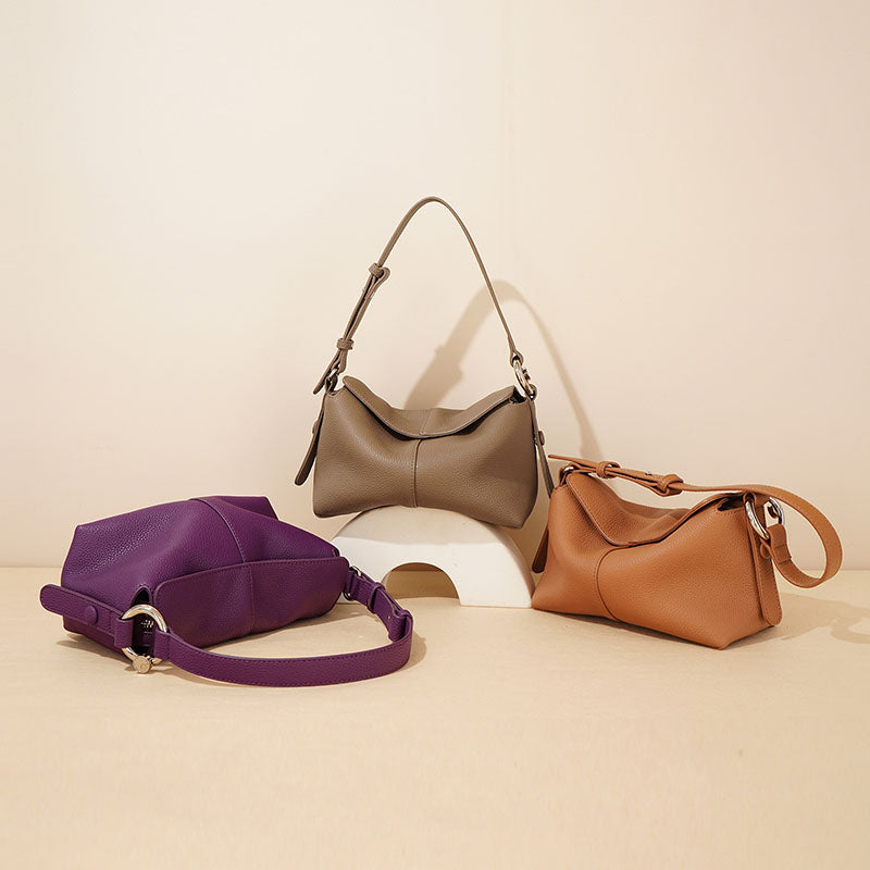 Women’s Minimalist Leather Magnetic Closure Pillow Baguette Bag image 6