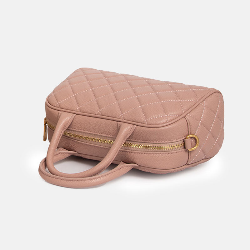 Women’s Minimalist Leather Quilted Boston Handbag image 8