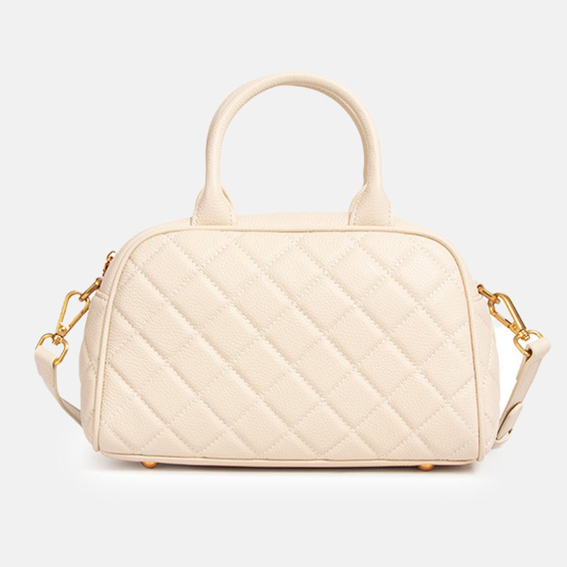 Women’s Minimalist Leather Quilted Boston Handbag image 5